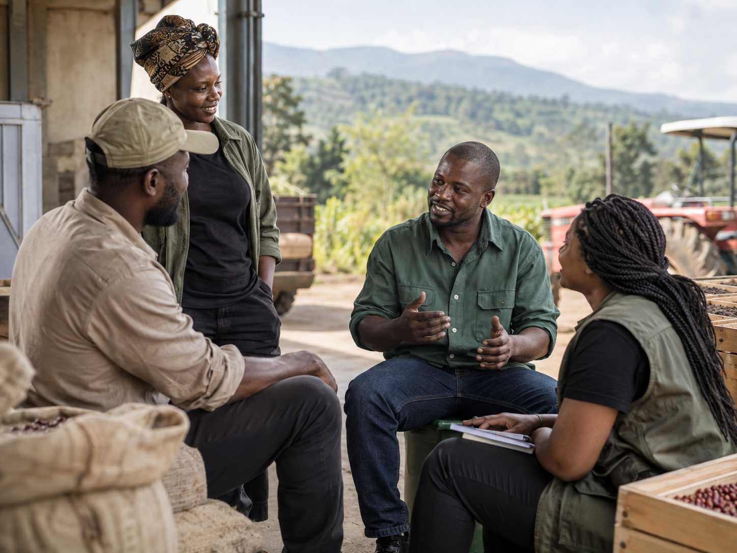 Agricultural operators and professionals in discussion